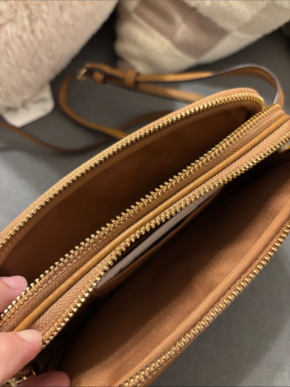 Coach Pebbled Leather Crossbody Bags in Black and Tan - Picture 7 of 8